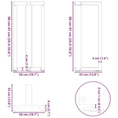 Vidaxl Nohy barového stola v tvare T 2 ks čierny 50x35x(90-91) cm