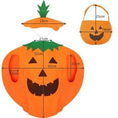 Kruzzel Halloweenový Kostým Dýně s Klobúkom a Taškou, Oranžová, Netkaný Textil, 68,5x85,5 cm