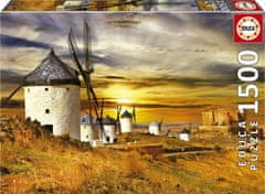 EDUCA Puzzle Západ slnka v Španielsku: Veterné mlyny, Consuegra 1500 dielikov