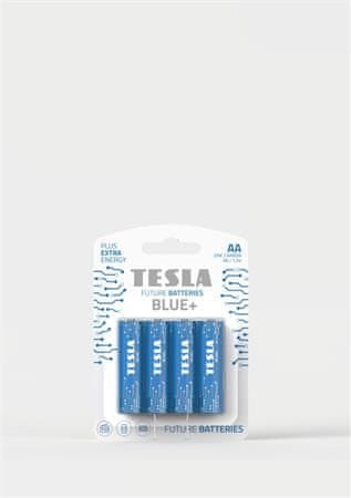 TESLA Teslá AA BLUE+ zinkouhlíková, 4 ks, ND, (R06, ceruzková, blister)