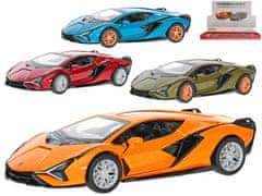 Kinsmart Auto Lamborghini Sian 12,5 cm 1:40 kov spätný chod (modrá, červená, zelená, oranžová)