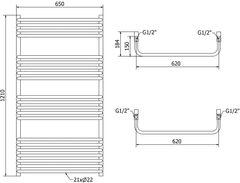 Mexen Apollo vykurovacie teleso 1210 x 650 mm, 713 W, čierna, W117-1210-650-00-70