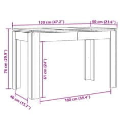 Petromila vidaXL Jedálenský stôl, staré drevo 120x60x76 cm, kompozitné drevo