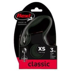 Flexi New Classic Cord XS 3 m (8 kg) čierna