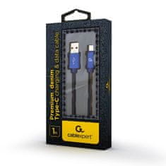 Gembird oplietaný denim USB-A/USB-C kábel 1m