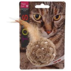 Magic Cat Hračka loptička ženilková s pierkami a catnip mix 14cm