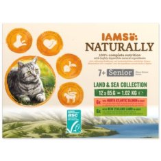 IAMS Kapsička Naturally Senior morské a suchozemské mäso v omáčke multipack 1020g (12x85g)