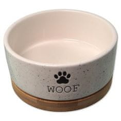 Dog Fantasy Miska keramická biela WOOF s podtáckom 13x5, 5cm, 400ml