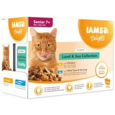 IAMS Kapsička Delights Senior morské a suchozemské mäso v omáčke 1020g (12x85g)