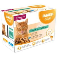 IAMS Kapsička Delights Senior morské a suchozemské mäso v omáčke 1020g (12x85g)