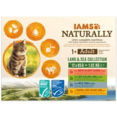 IAMS Kapsička Naturally Adult morské a suchozemské mäso v omáčke multipack 1020g (12x85g)