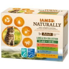 IAMS Kapsička Naturally Adult morské a suchozemské mäso v omáčke multipack 1020g (12x85g)