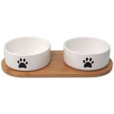 Dog Fantasy Set misky keramické s podtáckom biele labka 2x 13x5, 5cm, 400ml