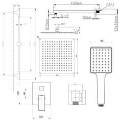 SAPHO Cubemix podomietková sprchová batéria, 2 výstupy, čierna mat (CM042B-02)