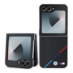 Bmw Zadný kryt M PU Carbon Tricolor Stripe pre Samsung Galaxy Z Flip 6 Black