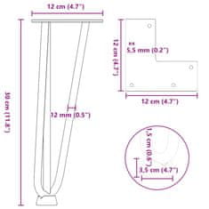 Vidaxl Nohy stola vlásenky 4 ks čierny 30 cm pevná oceľ