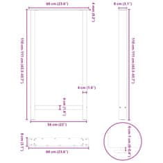 Vidaxl Stolové nohy na konferenčný stolík čierny 2 ks 60x(110-111) cm