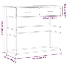 Petromila vidaXL Konzolový stolík sivý sonoma 90x35x80 cm kompozitné drevo