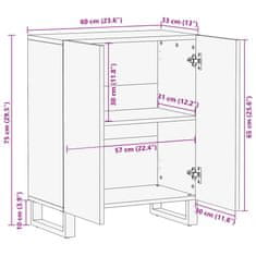 Vidaxl Komoda 60x33x75 cm čierna masívne mangovníkové drevo