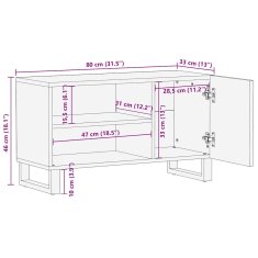 Petromila vidaXL TV skrinka, čierna 80x33x46 cm, mangový masív