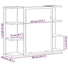 Petromila vidaXL Zrkadlová skrinka dub artisan 80x20,5x64 cm spracované drevo