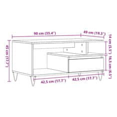 Vidaxl Konferenčný stolík dub artisan 90x49x45 cm spracované drevo