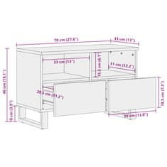 Petromila vidaXL TV skrinka, čierna 70x33x46 cm, mangový masív