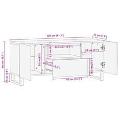 Petromila vidaXL TV skrinka, čierna 105x33x46 cm, mangový masív