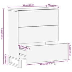 Vidaxl Komoda 60x33x75 cm čierna masívne mangovníkové drevo