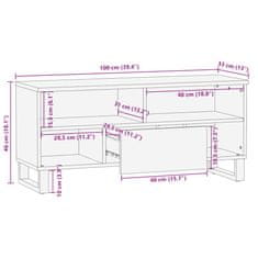 Petromila vidaXL TV skrinka, čierna 100x33x46 cm, mangový masív