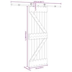 Vidaxl Posuvné dvere so sadou kovania 70x210 cm borovicový masív