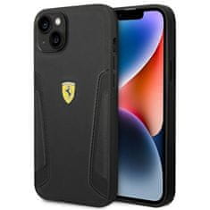 Ferrari PEVNÉ PUZDRO FERRARI FEHCP14MRBUK IPHONE 14 PLUS / 15 PLUS 6,7" ČIERNO/ČIERNE KOŽENÉ STRANY PEČIATKY