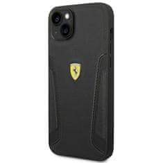 Ferrari PEVNÉ PUZDRO FERRARI FEHCP14MRBUK IPHONE 14 PLUS / 15 PLUS 6,7" ČIERNO/ČIERNE KOŽENÉ STRANY PEČIATKY