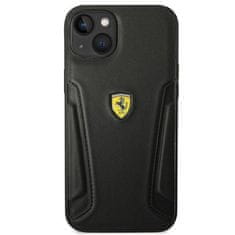 Ferrari PEVNÉ PUZDRO FERRARI FEHCP14MRBUK IPHONE 14 PLUS / 15 PLUS 6,7" ČIERNO/ČIERNE KOŽENÉ STRANY PEČIATKY