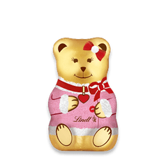 LINDT Zlatý Medvedík TEDDY (chlapček & dievčatko) v kabáte, mliečna čokoláda 40 g