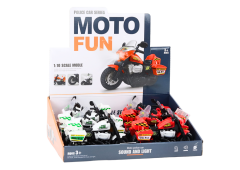 Lean-toys Policajný motocykel 1:10 Svetlá Zvuky Biela Červená