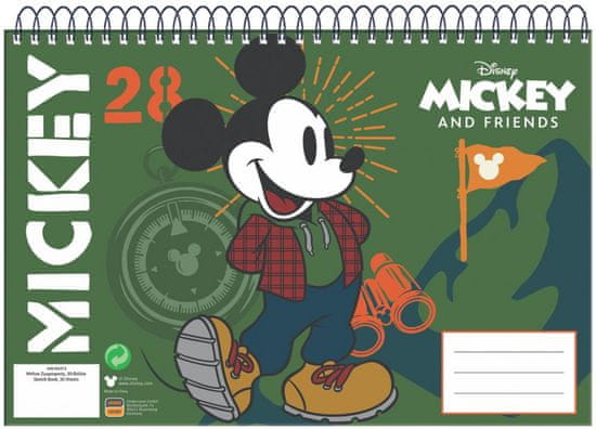 GIM Špirálový skicár Disney Mickey Hike A/4 30 listov