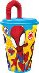 Stor Plastový pohár Spiderman Spidey so slamkou, 430 ml