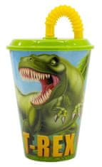 Stor Dinosaur T-Rex plastový pohár so slamkou, 430 ml