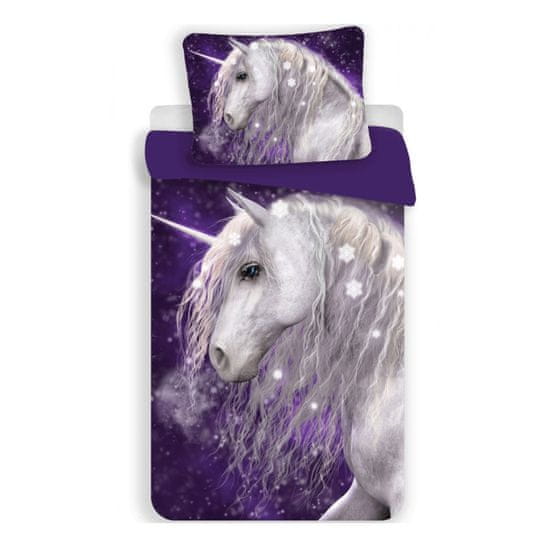 BrandMac Detská prikrývka na posteľ Unicorn Purple 100×135 cm, 40×60 cm