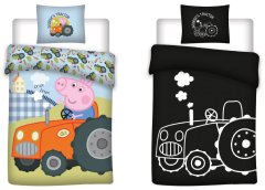 BrandMac Peppa Pig George's Tractor svietiaca v tme detská prikrývka na posteľ 100x135cm, 40x60cm