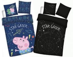 BrandMac Peppa pig Star-gazer Glow in the dark detská prikrývka na posteľ 100x135cm, 40x60cm