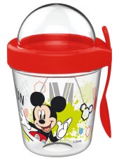 INVICTUS Pohár na občerstvenie Disney Mickey s viečkom a lyžičkou 350 ml