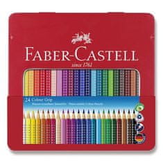 Faber-Castell Pastelky Grip 2001 plechová krabička, 24 farieb