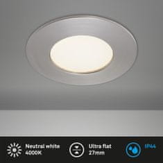 BRILONER BRILONER LED vstavané svietidlo, priemer. 8,5 cm, 5 W, matný nikel IP44 BRI 7113-412