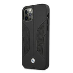 Bmw BMW BMHCP12LRSCSK PUZDRO IPHONE 12 PRO MAX 6,7" ČIERNE/ČIERNE PEVNÉ PUZDRO KOŽENÉ PERFOROVANÉ STRANY