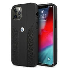 Bmw ETUI BMW BMHCP12MRSPPK IPHONE 12/12 PRO 6,1" CZARNY/BLACK HARDCASE LEATHER CURVE PERFORATE