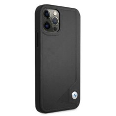 Bmw PUZDRO BMW BMHCP12MRCDPK IPHONE 12/12 PRO 6,1" ČIERNE/ČIERNE PEVNÉ PUZDRO LEATHER DEBOSS