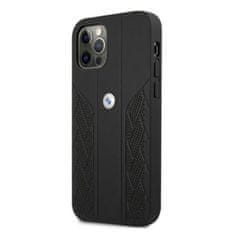 Bmw ETUI BMW BMHCP12MRSPPK IPHONE 12/12 PRO 6,1" CZARNY/BLACK HARDCASE LEATHER CURVE PERFORATE