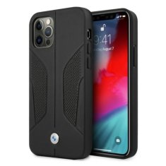 Bmw BMW BMHCP12MRSCSK PUZDRO IPHONE 12/12 PRO 6,1" ČIERNE/ČIERNE PEVNÉ PUZDRO KOŽENÉ PERFOROVANÉ STRANY